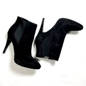 Nine West Faux Suede CARIEDAWY Black Heeled Boots